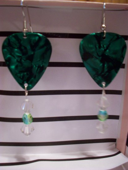Green Pearl picks 2 GUITAR PICK EARRINGS!