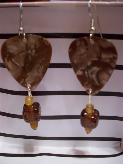 Tan picks 1 GUITAR PICK EARRINGS!