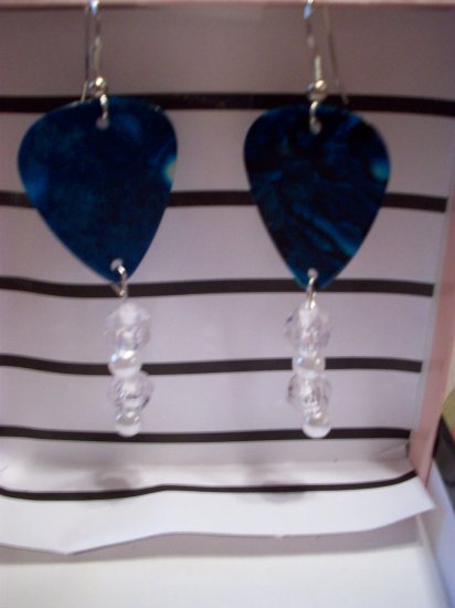 Dark Blue pearl picks GUITAR PICK EARRINGS!