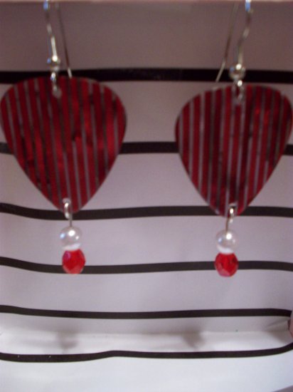 Red pearl picks GUITAR PICK EARRINGS!