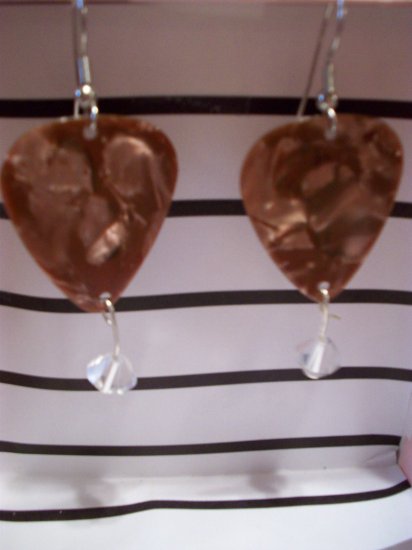 Tan pearl picks 2 GUITAR PICK EARRINGS!