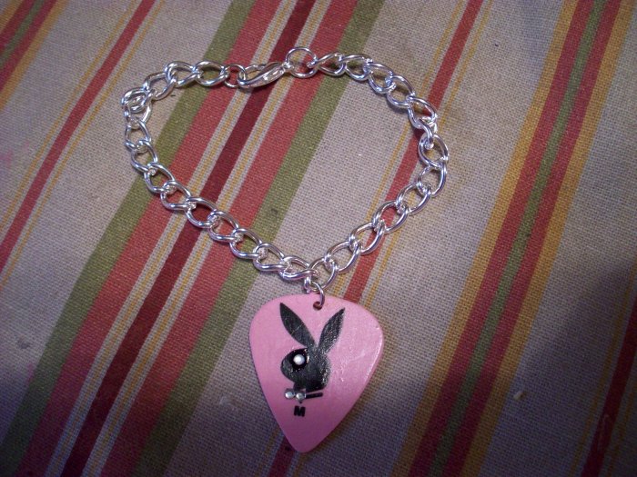 Pink Playboy toggle clasp bracelet GUITAR PICK