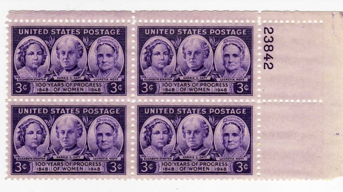 USA PLATE BLOCK SCOTTS #957-PROGRESS OF WOMEN-U S STAMPS