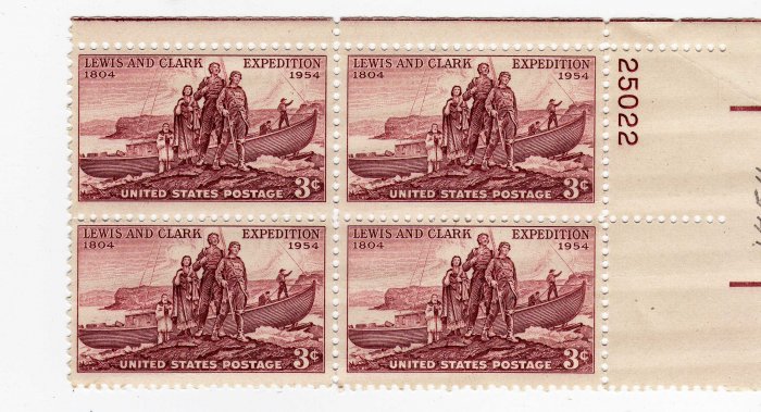 SCOTTS #1063 PLATE BLOCK-LEWIS AND CLARK-US STAMPS