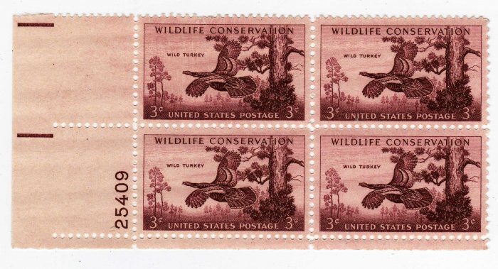 SCOTTS #1077 PLATE BLOCK- WILDLIFE CONSERVATION-US STAMPS