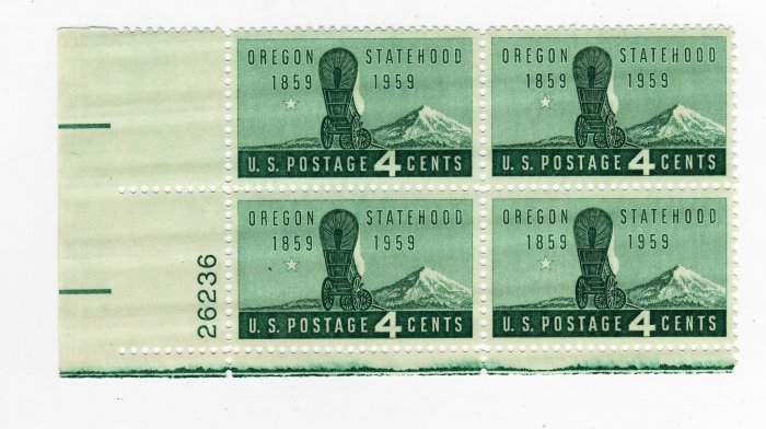 USA SCOTT# 1124-PLATE BLOCK-OREGON STATEHOOD-U S STAMPS