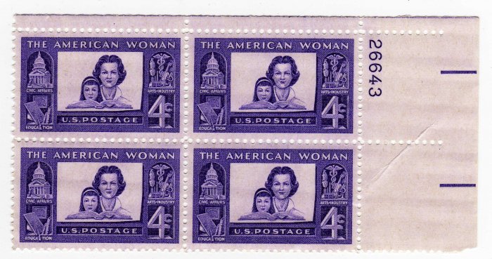 USA SCOTT# 1152-AMERICAN WOMAN-PLATE BLOCK-U S STAMP