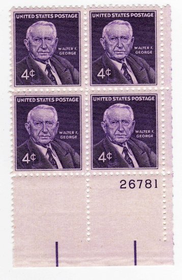 USA SCOTT# 1170 PLATE BLOCK WALTER F. GEORGE U S STAMP