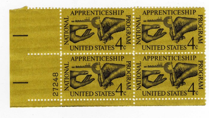 USA SCOTT #1201-APPRENTICESHIP-PLATE BLOCK-U S STAMPS