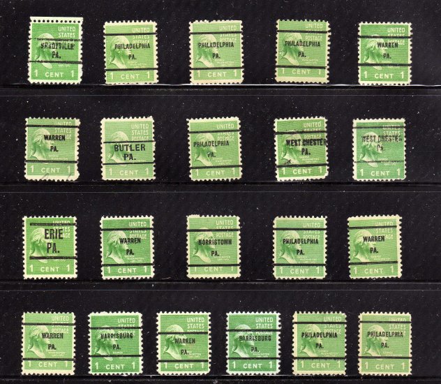 USA SCOTT# 804 1 CENT USED STAMPS, GEORGE WASHINGTON, PA, PENN, lot # 202