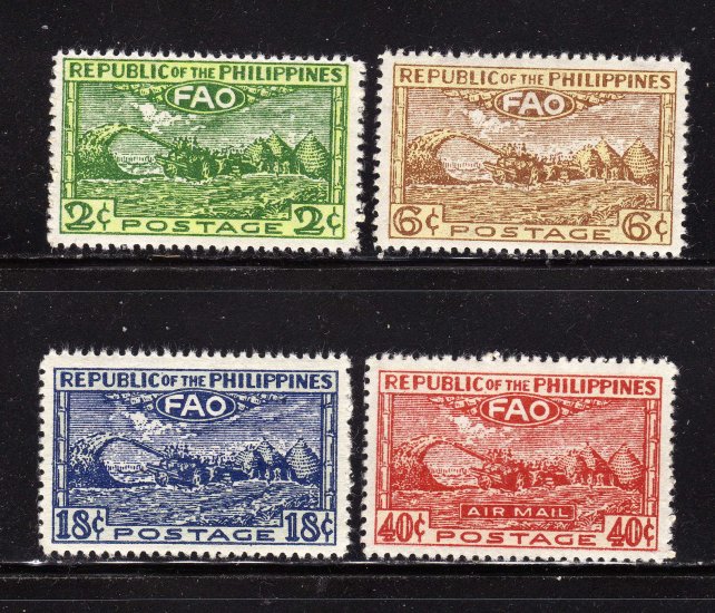 PHILIPPINE STAMPS, scott# 522 - 524, 1948, FAO/UN SET (LOT#218)