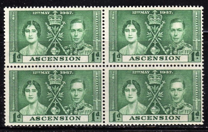 SCOTT# 37, ASCENSION BLOCK OF FOUR-KING GEORGE Vl CORONATION ISSUE