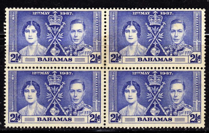 SCOTT 99, BAHAMA BLOCK OF FOUR-KING GEORGE Vl CORONATION ISSUE