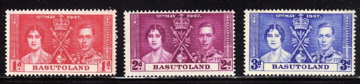 SCOTT# 15, 16, 17, BASUTOLAND-KING GEORGE CORONATION ISSUE