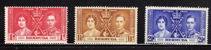 SC0TT# 115, 116, 117 BERMUDA, KING GEORGE Vl CORONATION ISSUE