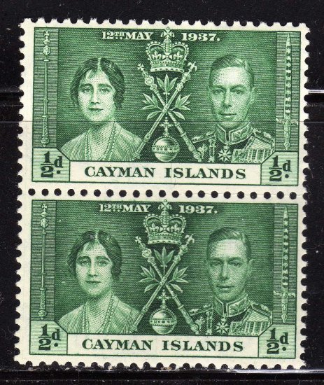 SC0TT# 97 CAYMAN ISLANDS STAMPS KING GEORGE Vl CORONATION ISSUE