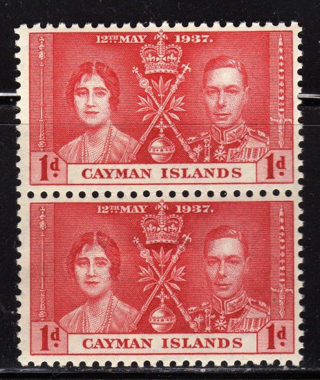SC0TT# 98 CAYMAN ISLANDS STAMPS KING GEORGE Vl CORONATION ISSUE