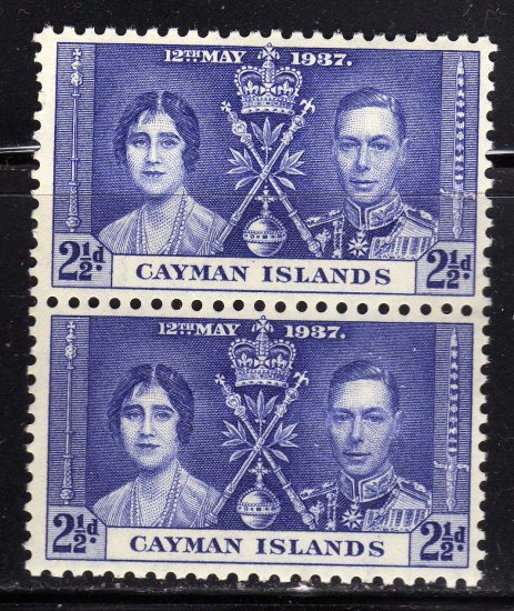 SC0TT# 99 CAYMAN ISLANDS STAMPS KING GEORGE Vl CORONATION ISSUE