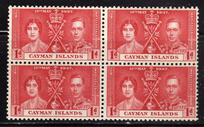 SC0TT# 98 CAYMAN ISLANDS STAMPS KING GEORGE Vl CORONATION ISSUE