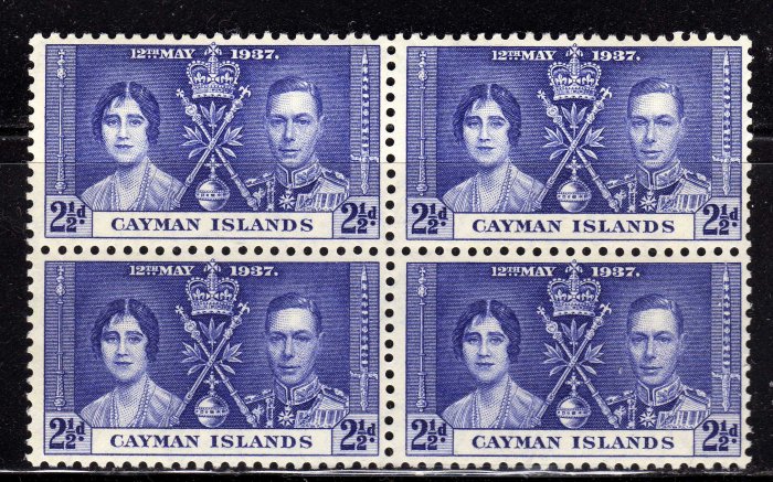 SC0TT# 99 CAYMAN ISLANDS STAMPS KING GEORGE Vl CORONATION ISSUE