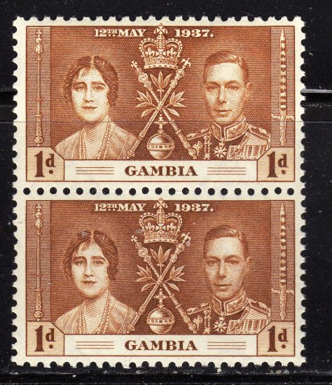 SC0TT# 129- GAMBIA STAMPS KING GEORGE Vl CORONATION ISSUE