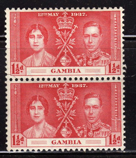 SC0TT# 130- GAMBIA STAMPS KING GEORGE Vl CORONATION ISSUE