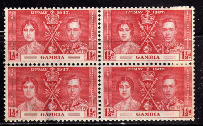 SC0TT# 130 - GAMBIA STAMPS KING GEORGE Vl CORONATION ISSUE