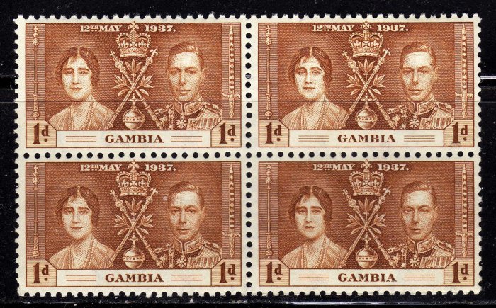 SC0TT# 129 - GAMBIA STAMPS KING GEORGE Vl CORONATION ISSUE