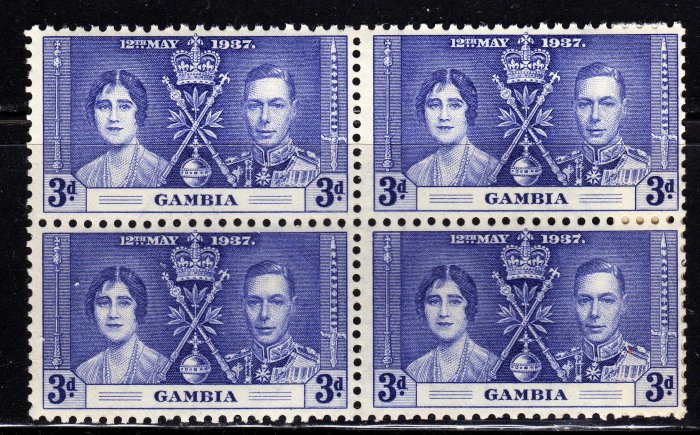 SC0TT# 131 - GAMBIA STAMPS KING GEORGE Vl CORONATION ISSUE