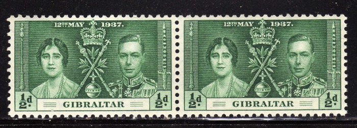 SC0TT# 104,- GIBRALTAR STAMPS KING GEORGE Vl CORONATION ISSUE