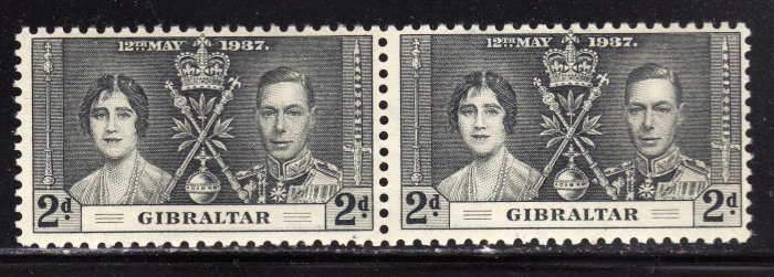 SC0TT# 105,- GIBRALTAR STAMPS KING GEORGE Vl CORONATION ISSUE