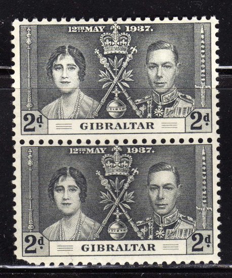 SC0TT# 105,- GIBRALTAR STAMPS KING GEORGE Vl CORONATION ISSUE