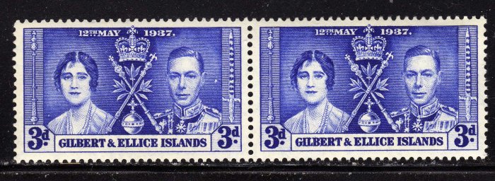 SC0TT# 39, GILBERT AND ELLICE ISLAND STAMPS KING GEORGE Vl CORONATION ISSUE