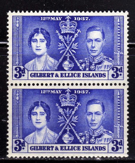 SC0TT# 39, GILBERT AND ELLICE ISLAND STAMPS KING GEORGE Vl CORONATION ISSUE