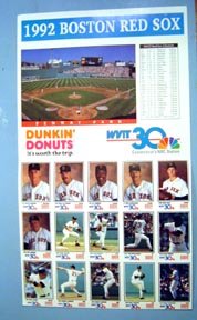 1992 Boston Red Sox Dunkin Donuts WVIT TV Channel 30 Card Set