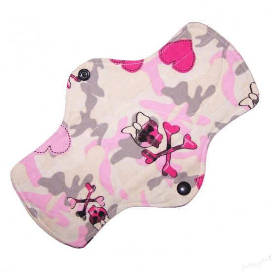 Cloth Pantyliner 9" Pink Camo Skulls