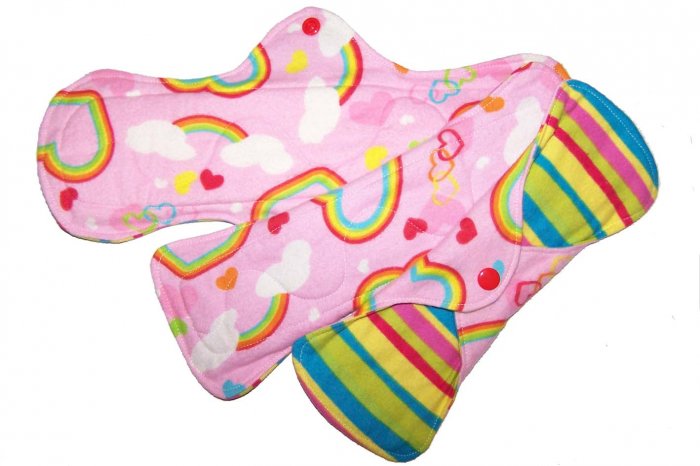 Cloth Menstrual Set of 3 in Different Sizes Rainbow Stripes