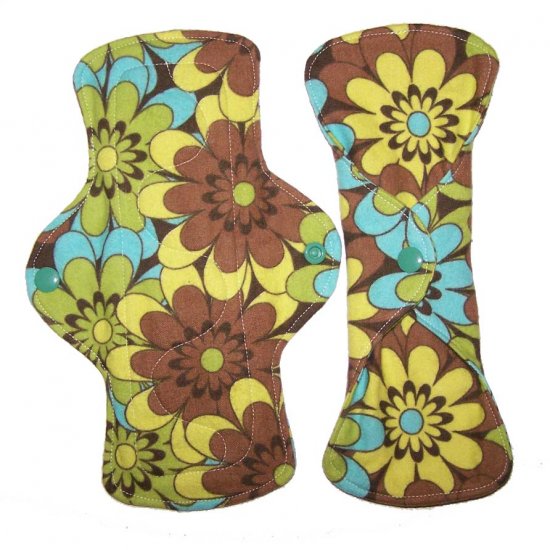Cloth Menstrual Set of Pad and Liner Brown Floral