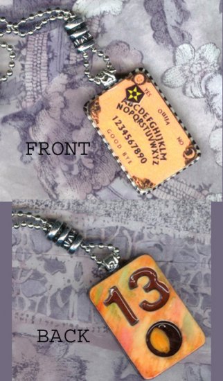 OUIJA BOARD ALTERED ART PENDANT NECKLACE HANDMADE