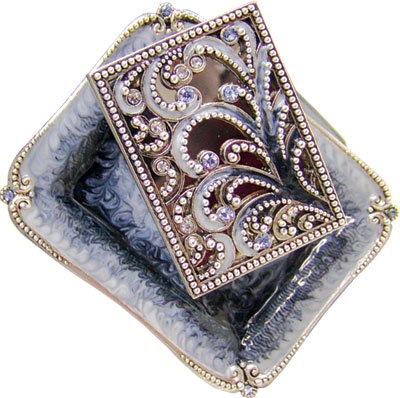 Ornate Shabbat Matchbox Set with Swarovsky Crystals- Blue