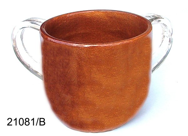 Polyresin Washcup, Caramel With Clear Handles, By Ronit Akavia