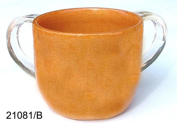 Polyresin Washcup, Gold with Clear Handles, By Ronit Akavia