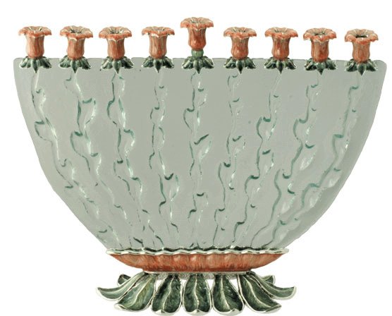 Morning Glory Menorah - by Quest Judaica Designs (Glass/Metal)