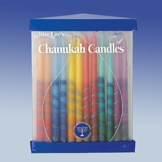 Hand Decorated Rainbow Hanukah Candles