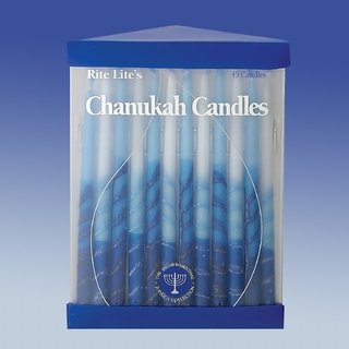 Hand Decorated Blue and White Hanukah Candles
