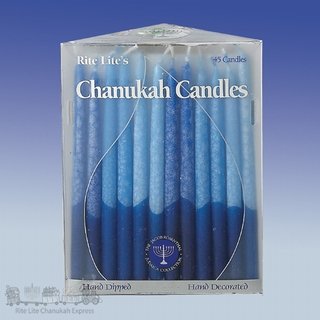 Frosted and Hand Dipped Blue and White Hanukah Candles