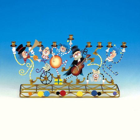 Klezmer Clowns Painted Menorah - metal *** 10% OFF!!!!***