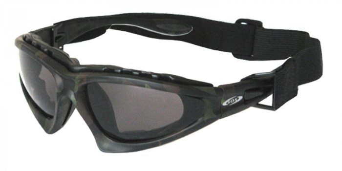 BOS Commander II Green/Brown Camo w/Smoke, Yellow and Clear Lenses