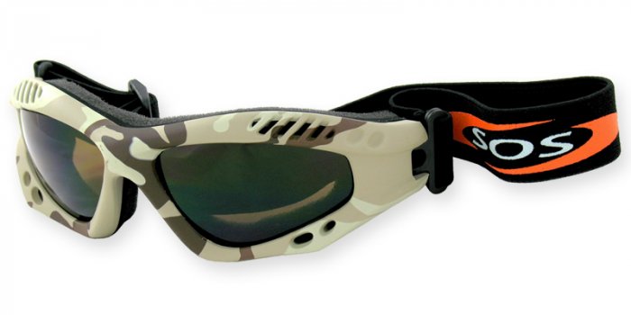 Desert Shield - Sand Camouflage w/2.00MM Polycarbonate Brown-Anti Fog Lenses