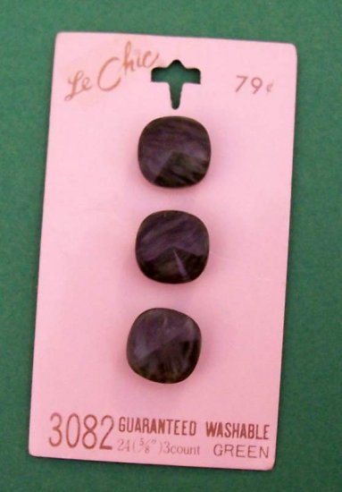 Card of vintage green marbled buttons MOC LeChic made in Japan